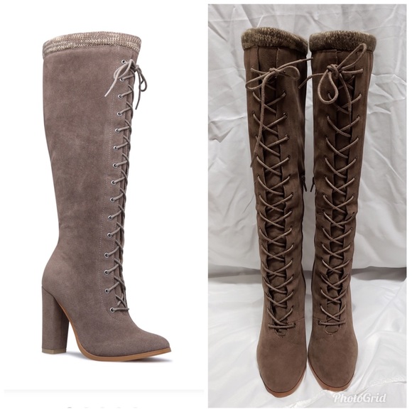 Shoe Dazzle Shoes - Porsha Sweater Trim Boots